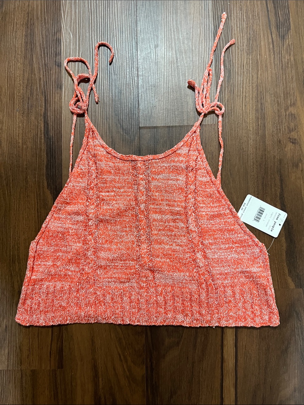 Free People Coral Tie-Shoulder Knit Crop Top